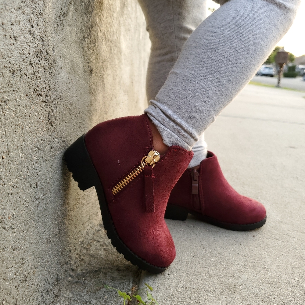 Wine Ankle Booties - Picture 2 of 4